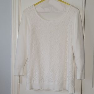 Floral, all-white sweater